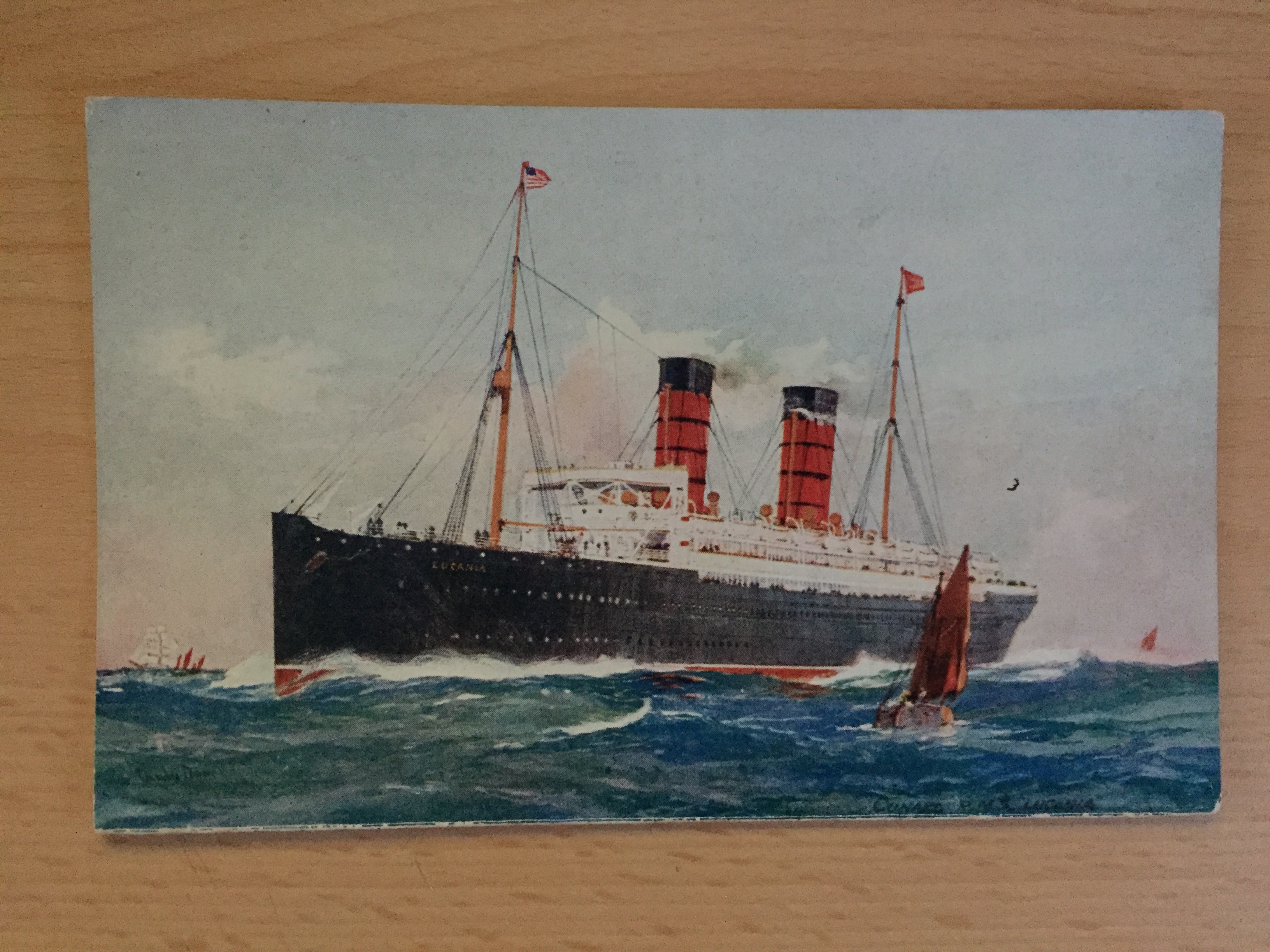 EARLY UNUSED COLOUR POSTCARD FROM THE CUNARD LINE VESSEL THE SCYTHIA